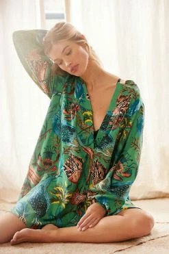 Best reviews of 😍 By Anthropologie Raphael Balme For Anthropologie Flannel Sleep 👗 Dress BLUE MOTIF 🔔
