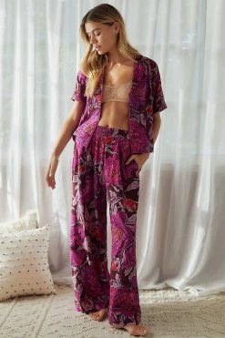 Best Sale 👍 By Anthropologie Marigold Sleep Pants PURPLE MOTIF 😉