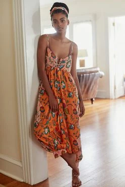 Discount 🎉 Anthropologie Printed Lounge Jumpsuit ORANGE MOTIF 🌟