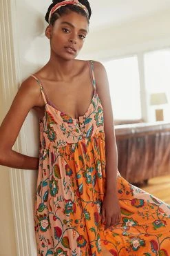 Discount ???? Anthropologie Printed Lounge Jumpsuit ORANGE MOTIF ???? -PAIGE-shop unnamed file 1087