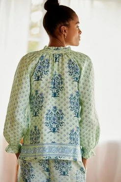 Flash Sale ???? Roller Rabbit Rabbit Roller Yarrow Jay Linen Pajama Top MINT ???? -PAIGE-shop unnamed file 1164