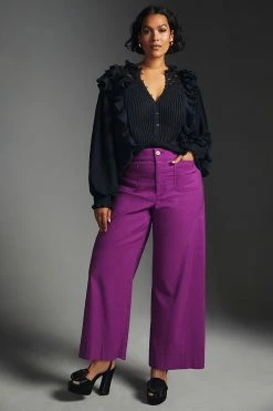 Promo ???? Maeve The Colette Cropped Wide-Leg Pants PURPLE ???? 7 Promo ???? Maeve The Colette Cropped Wide-Leg Pants PURPLE ???? -PAIGE-shop unnamed file 1175