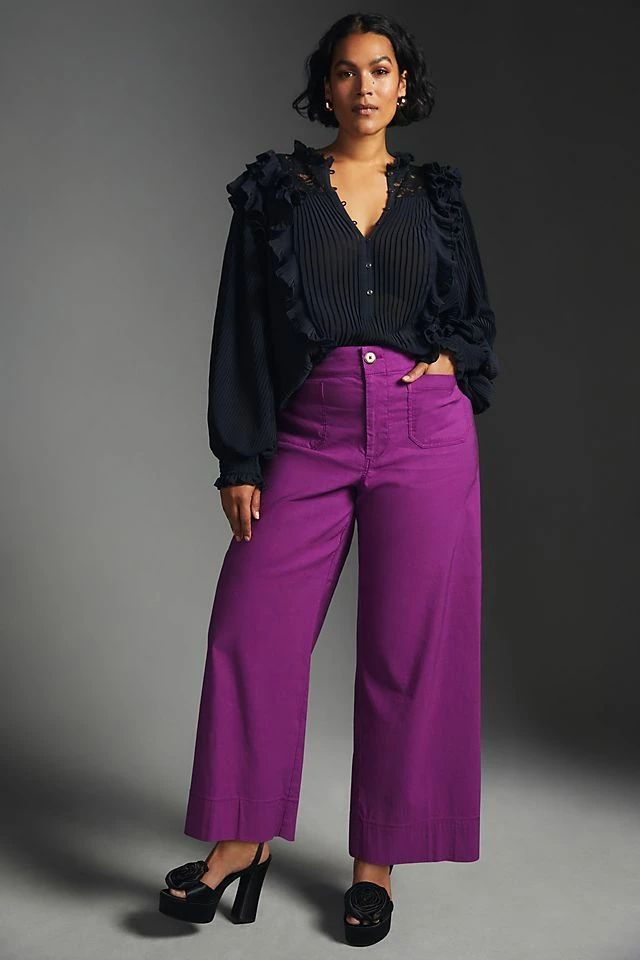 The Colette Cropped Wide-Leg Pants Promo ???? Maeve The Colette Cropped Wide-Leg Pants PURPLE ???? -PAIGE-shop unnamed file 1175