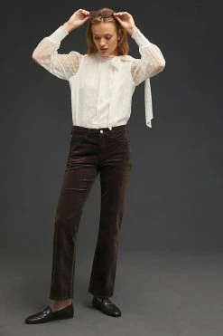 Best deal 🌟 Pilcro The Yaya Mid-Rise Crop Flare Corduroy 👖 Jeans TAUPE ❤️