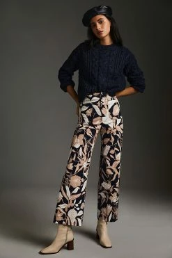 Best deal ???? Maeve Jo Faulkner For Anthropologie Colette Cropped Wide-Leg Pants NAVY ????