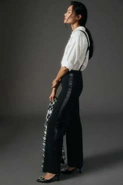 Budget ???? By Anthropologie Luxe Suspender Flare Pants BLACK ❤️ -PAIGE-shop unnamed file 1256