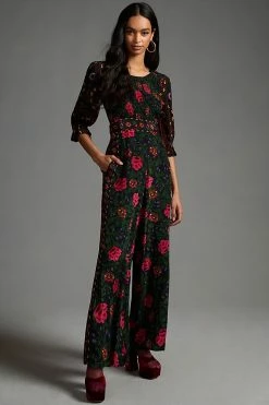 Deals ๐ฅ Farm Rio Smocked Jumpsuit BLACK MOTIF ๐ฅ