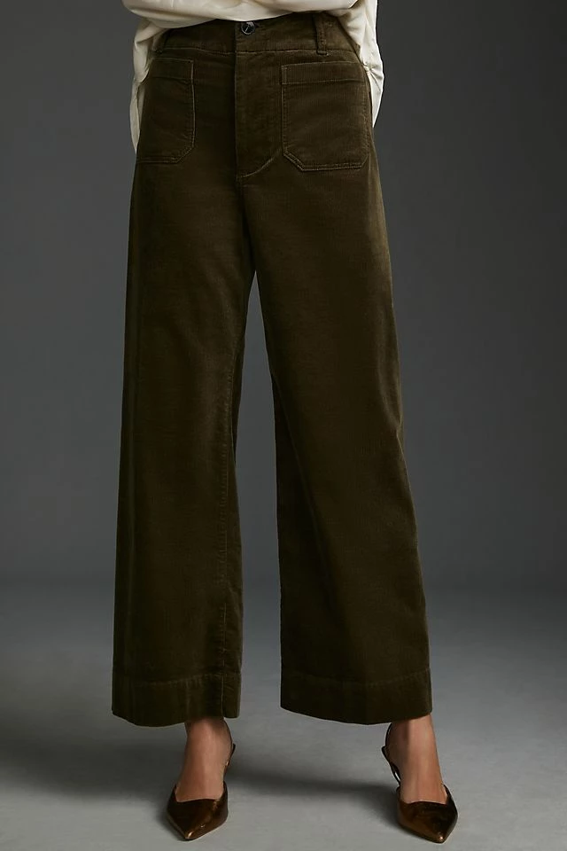 The Colette Cropped Wide-Leg Corduroy Pants Outlet ???? Maeve The Colette Cropped Wide-Leg Corduroy Pants MOSS ???? -PAIGE-shop unnamed file 1280