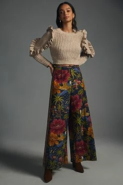 Budget ✔️ Farm Rio Printed Wide-Leg Pants PURPLE MOTIF 🧨