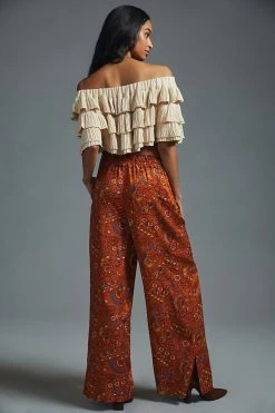 Best Sale ✨ By Anthropologie Wide-Leg Pull-On Pants ORANGE ???? -PAIGE-shop unnamed file 1303