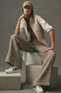 Flash Sale ???? Maeve Plaid Wide-Leg Pants LIGHT SAND ???? -PAIGE-shop unnamed file 1374