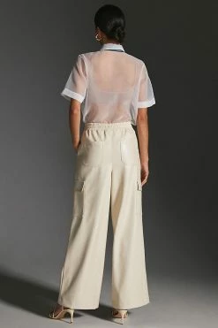 Brand new ✨ Bagatelle Avec Les Filles Faux Leather Wide-Leg Pants IVORY ⭐ -PAIGE-shop unnamed file 1410