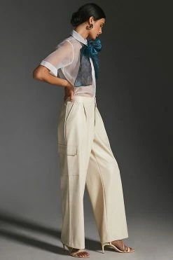 Brand new ✨ Bagatelle Avec Les Filles Faux Leather Wide-Leg Pants IVORY ⭐ -PAIGE-shop unnamed file 1411