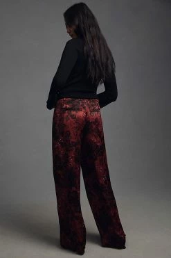 Cheap ???? By Anthropologie Low-Rise Pleated Trousers RED MOTIF ???? 4 Cheap ???? By Anthropologie Low-Rise Pleated Trousers RED MOTIF ???? -PAIGE-shop unnamed file 1503