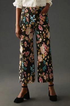 Budget ???? Maeve The Colette Cropped Wide-Leg Pants BLACK MOTIF ???? -PAIGE-shop unnamed file 1612