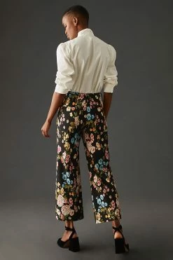 Budget ???? Maeve The Colette Cropped Wide-Leg Pants BLACK MOTIF ???? -PAIGE-shop unnamed file 1613