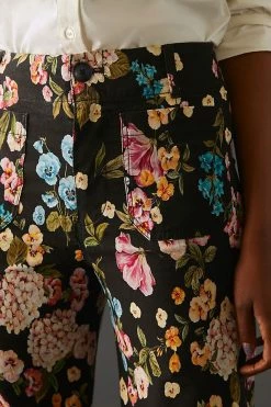 Budget ???? Maeve The Colette Cropped Wide-Leg Pants BLACK MOTIF ???? -PAIGE-shop unnamed file 1615