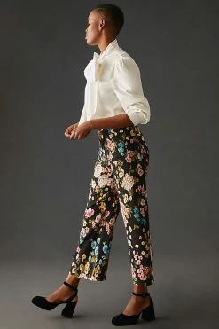 Budget ???? Maeve The Colette Cropped Wide-Leg Pants BLACK MOTIF ???? -PAIGE-shop unnamed file 1616