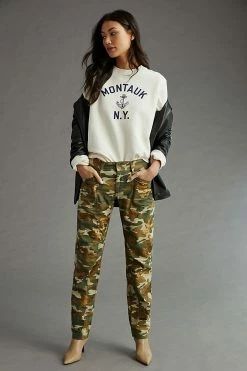 Budget ???? Pilcro The Wanderer Sequined Low-Rise Pants GREEN MOTIF ????