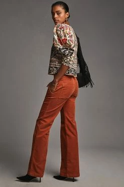 Outlet ???? Maeve Wide-Leg Corduroy Trousers ORANGE ????