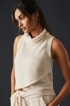 Cheap 👏 Daily Practice By Anthropologie Cowl-Neck Top LIGHT SAND ⌛ -PAIGE-shop unnamed file 179
