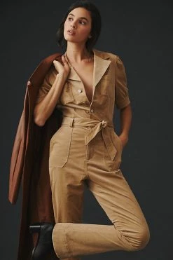 Best deal 🔥 Paige Mayslie Corduroy Jumpsuit TAN CORDUROY 🔔 -PAIGE-shop unnamed file 1839