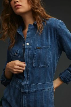 Outlet ???? Lee Union-All Denim Jumpsuit LIGHT STRIPE ???? -PAIGE-shop unnamed file 1841