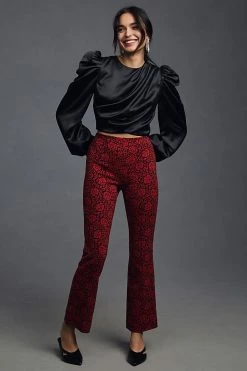 Brand new ⌛ Maeve The Margot Kick-Flare Cropped Pants RED MOTIF ????