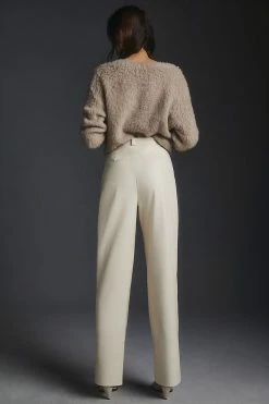 Hot Sale ⌛ MOTHER High-Waisted Tunnel Vision Pleated Prep Pants IVORY ???? -PAIGE-shop unnamed file 1940