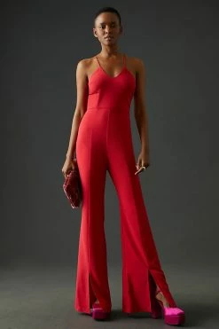 Discount ???? Hutch Front-Slit Jumpsuit BRIGHT RED ✨ -PAIGE-shop unnamed file 1950