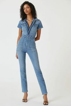 Promo ???? Good American Fit For Success Jumpsuit DENIM MEDIUM BLUE ????