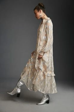 Best Pirce ???? By Anthropologie The Marais Chiffon Maxi ???? Dress: Shine Edition PEACH ???? -PAIGE-shop unnamed file 2109