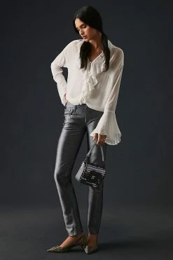 Cheapest ???? By Anthropologie Ruffle-Front Buttondown ???? Shirt IVORY ???? -PAIGE-shop unnamed file 2115