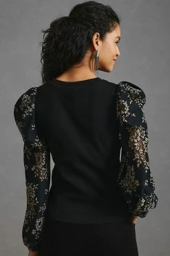 Outlet ???? Dolan Left Coast DOLAN Puff-Sleeve Top BLACK ???? -PAIGE-shop unnamed file 2123