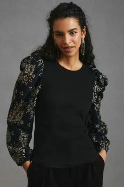 Outlet ???? Dolan Left Coast DOLAN Puff-Sleeve Top BLACK ???? -PAIGE-shop unnamed file 2124