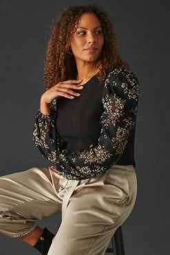 Outlet ???? Dolan Left Coast DOLAN Puff-Sleeve Top BLACK ???? -PAIGE-shop unnamed file 2126