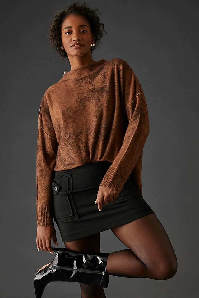 Pilcro Mock-Neck Cashmere Sweater Best Pirce ???? Pilcro Mock-Neck Cashmere Sweater BROWN MOTIF ???? -PAIGE-shop unnamed file 2134