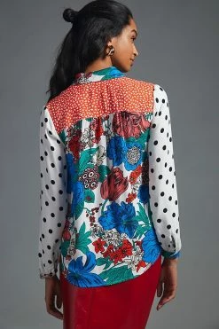 Hot Sale ???? Maeve Contrast Buttondown RED MOTIF ???? -PAIGE-shop unnamed file 2141