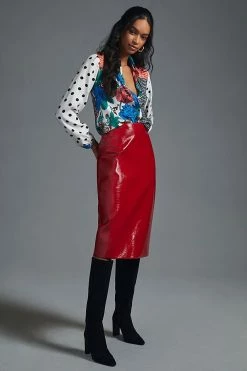 Hot Sale ???? Maeve Contrast Buttondown RED MOTIF ???? -PAIGE-shop unnamed file 2143