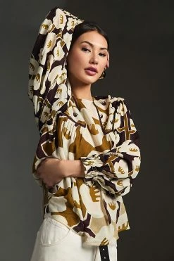 Brand new ✔️ Bl-nk Miranda Peasant Blouse NEUTRAL MOTIF ???? -PAIGE-shop unnamed file 2146