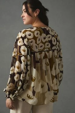 Brand new ✔️ Bl-nk Miranda Peasant Blouse NEUTRAL MOTIF ???? -PAIGE-shop unnamed file 2149