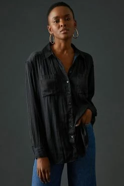 Hot Sale ???? By Anthropologie Relaxed Buttondown BLACK ???? -PAIGE-shop unnamed file 2162