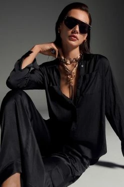 Hot Sale ???? By Anthropologie Relaxed Buttondown BLACK ???? -PAIGE-shop unnamed file 2166