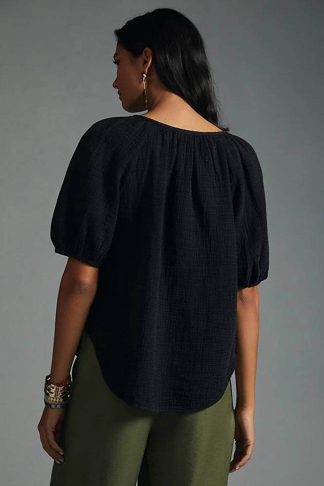 Pilcro Puff-Sleeve Gauze Blouse Flash Sale ???? Pilcro Puff-Sleeve Gauze Blouse BLACK ???? -PAIGE-shop unnamed file 2168