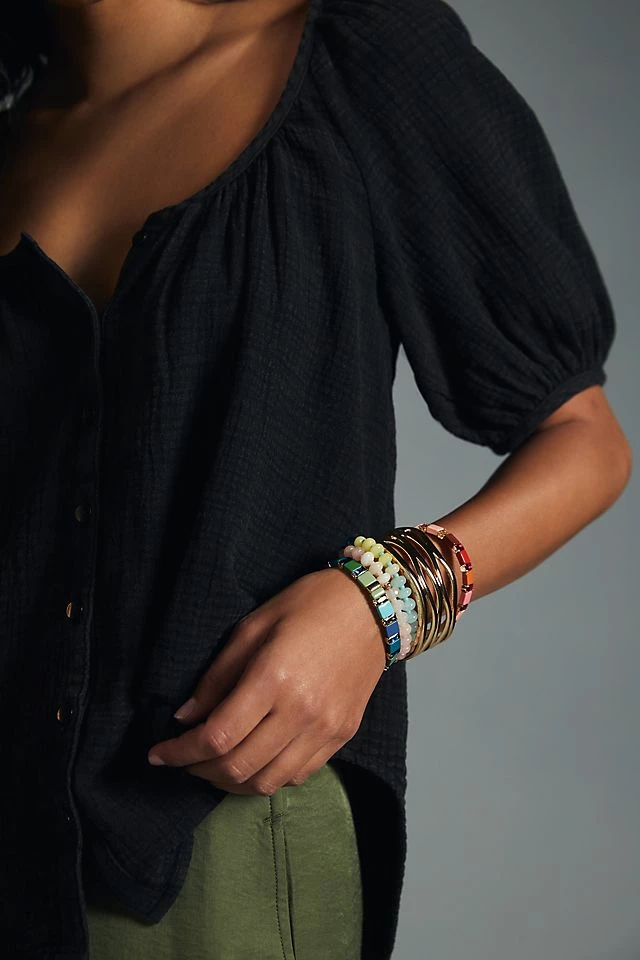 Pilcro Puff-Sleeve Gauze Blouse Flash Sale ???? Pilcro Puff-Sleeve Gauze Blouse BLACK ???? -PAIGE-shop unnamed file 2170