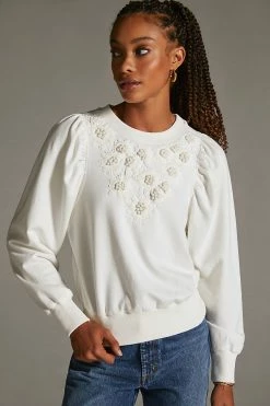 Top 10 ???? By Anthropologie Embroidered Sweatshirt IVORY ✨ -PAIGE-shop unnamed file 2181