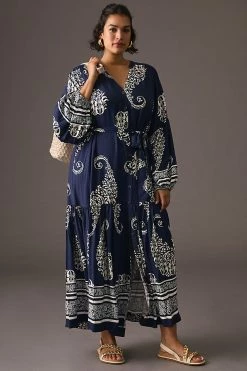 Best deal ???? By Anthropologie Tiered Buttondown ???? Dress NAVY ???? -PAIGE-shop unnamed file 2193