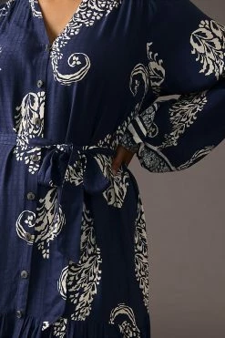 Best deal ???? By Anthropologie Tiered Buttondown ???? Dress NAVY ???? -PAIGE-shop unnamed file 2194