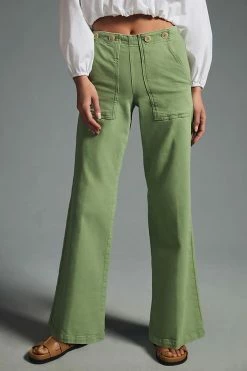 Buy ⌛ Pilcro The Kit High-Rise Wide-Leg Utility Trousers BRIGHT PISTACHIO ✨ -PAIGE-shop unnamed file 2196