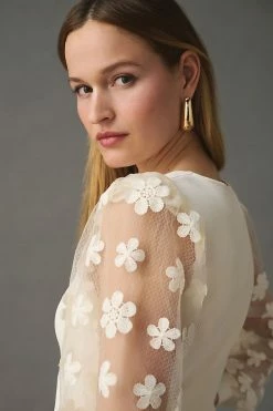 Best deal ???? Dolan Left Coast DOLAN Sheer-Sleeve Appliqué Sweater IVORY ???? -PAIGE-shop unnamed file 2209